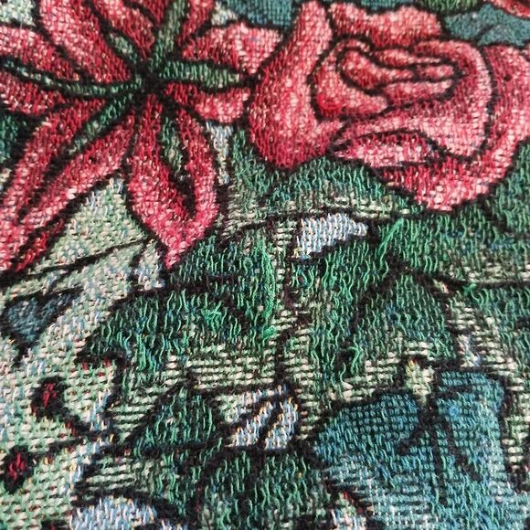 Large Vintage Floral Poetic Tapestry Throw Blanket 50 X 68 - Picture 4 of 7